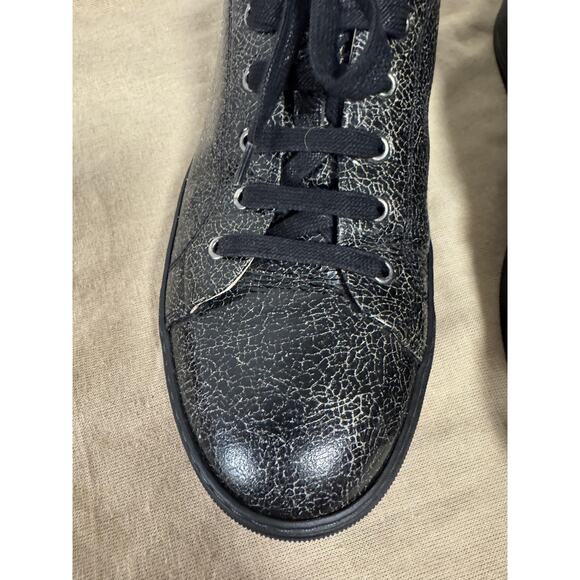 Lanvin Shoes Mens Size 10 Black Cracked Leather Low Top Lace Up Made Portugal main image 10